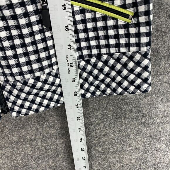 5/$45 Abbie Mags Top Women M Medium Black Plaid Full Zip  Cotton Sleeveless - Picture 6 of 9